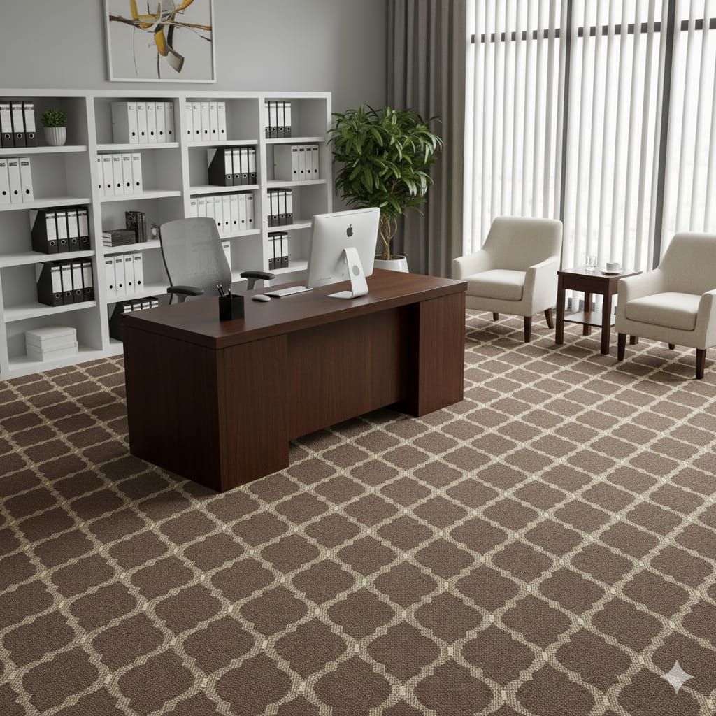 Grey commercial broadloom carpet for office conference rooms